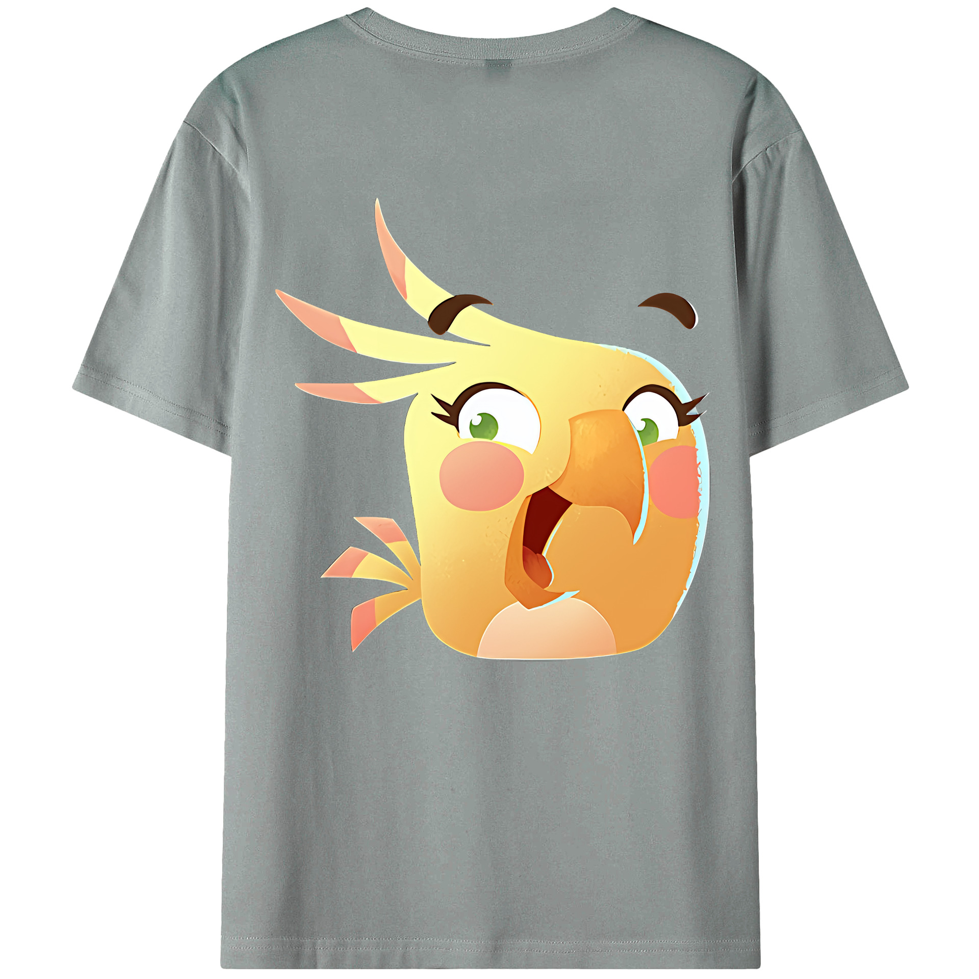 （画像用） Angry Birds アングリーバード 綿100％ メンズ半袖Tシャツ（バックプリント） 通気性